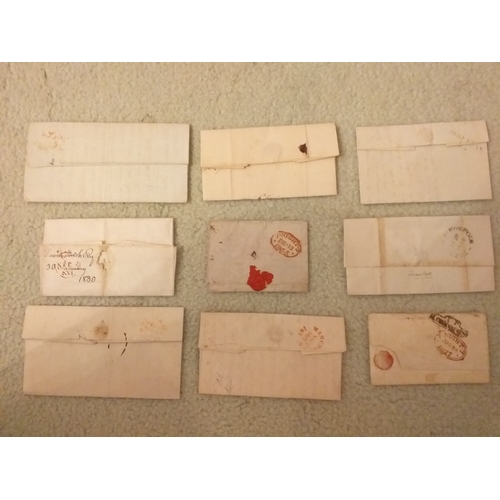 105 - 8 x early 19th Century pre-stamp covers (1820's/30's) with a variety of stamps - single and double c... 