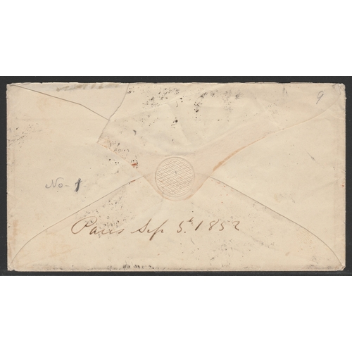 372 - 1852 cover with pair yt5 40c deep orange - Various cancels Per Steamer Atlantic