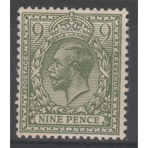 503 - 1912-24 SG 393a, 9d Olive-green, Royal Cypher watermark.  Very lightly mounted mint, good colour and... 
