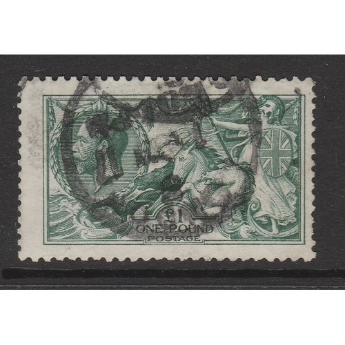 504 - 1913 Waterlow Printing SG 403 £1 green good used Cat £1,400