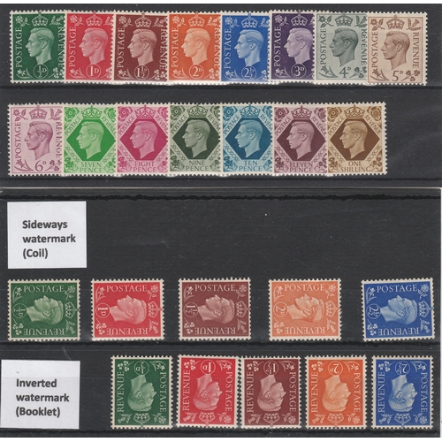 519 - 1937-51 KGVI collection of all low value definitives with light and changed colours including all in... 