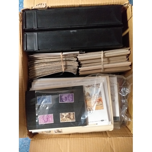 6 - Large box containing a very old UV detector and GB Stamps, covers in albums, loose & postcards. Est ... 