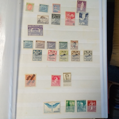 155 - Red PARAGON 32/64 page/side Stock book of world stamps, largely Europe and USA mostly mint/un-mounte... 