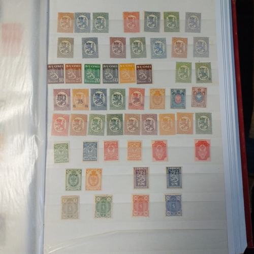 155 - Red PARAGON 32/64 page/side Stock book of world stamps, largely Europe and USA mostly mint/un-mounte... 