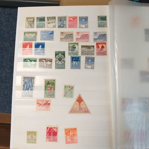 155 - Red PARAGON 32/64 page/side Stock book of world stamps, largely Europe and USA mostly mint/un-mounte... 