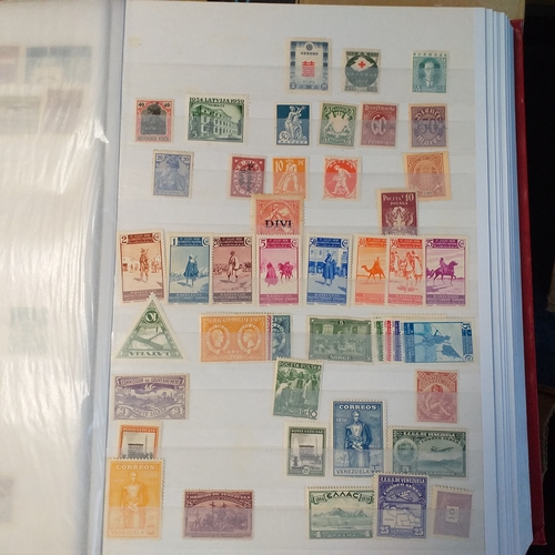 155 - Red PARAGON 32/64 page/side Stock book of world stamps, largely Europe and USA mostly mint/un-mounte... 