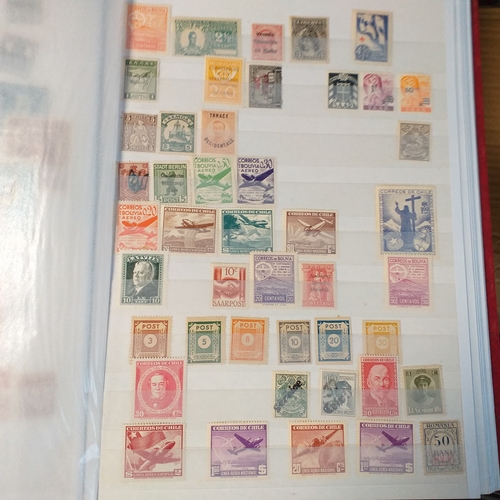 155 - Red PARAGON 32/64 page/side Stock book of world stamps, largely Europe and USA mostly mint/un-mounte... 