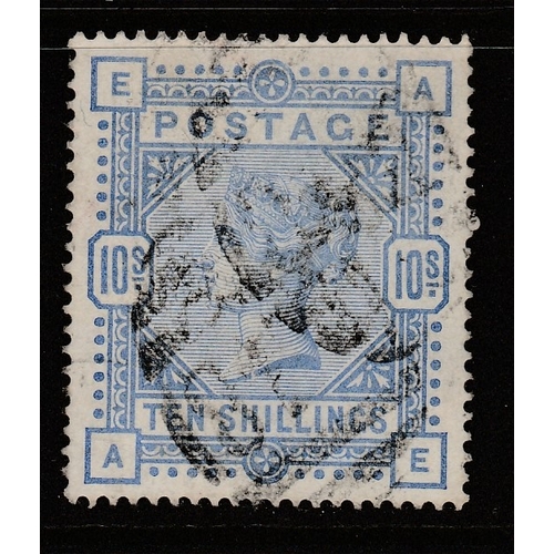 476 - 1883 -SG 183 - 10/- Ultramine, Well centred - 2 x light duplex cancel