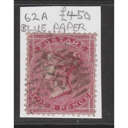 477 - 1855-57 SG 62a 4d Carmine, blued paper fine used Cat £450