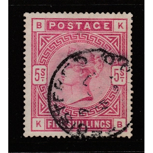 491 - 1883-84 SG 181 5/- Rose Fine used Cat £250