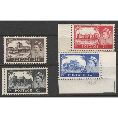 523 - 1955-58 High Values (Castles) DLR Printing SG 536a/39a un-mounted mint set of 4, Cat £600