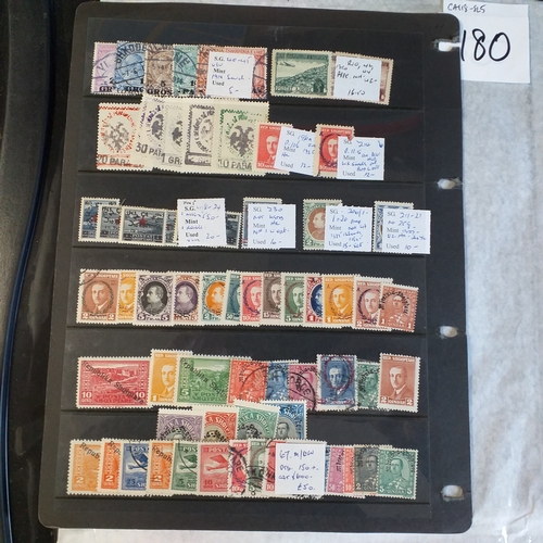 180 - 67 stamps - Mint and used on stock book page with some of the items previously priced to sell at £15... 