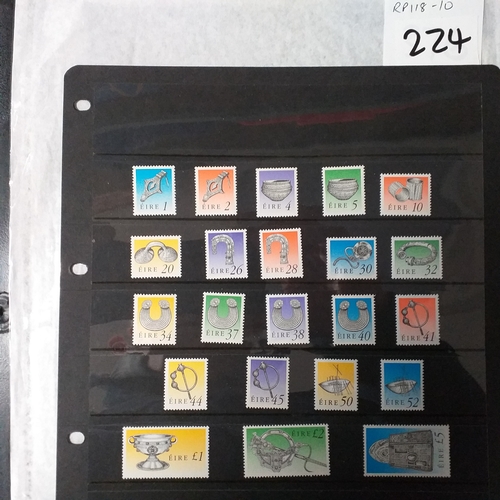 224 - Ireland Definitives 1990 MNH Set on Hagner.  Est £15-20