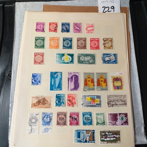 229 - Israel - mostly used collection on 4 sheets,  101 stamps -some with tabs,  Est £2-5