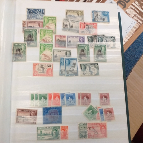 12 - Box:  6  part remaindered collections; Hong Kong, New Zealand, Pacific Islands, Caribbean Islands. G... 