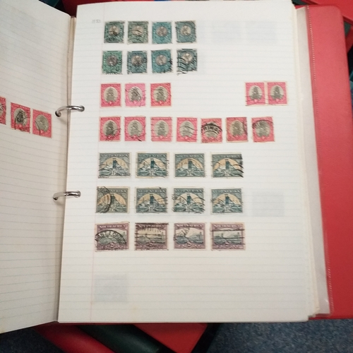 4 - Box containing 15 multi-ring/4 ring binder housing colections of USA (x3), France, and  aGB & Britis... 