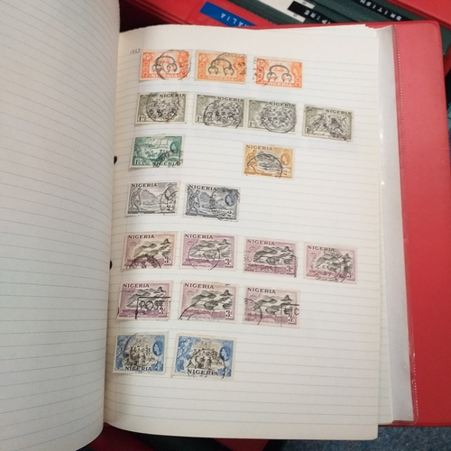 4 - Box containing 15 multi-ring/4 ring binder housing colections of USA (x3), France, and  aGB & Britis... 