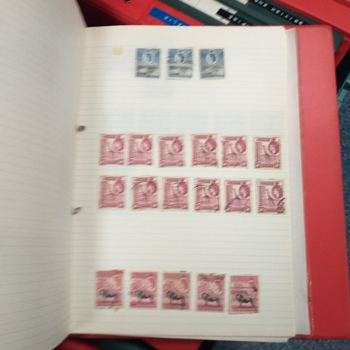 4 - Box containing 15 multi-ring/4 ring binder housing colections of USA (x3), France, and  aGB & Britis... 