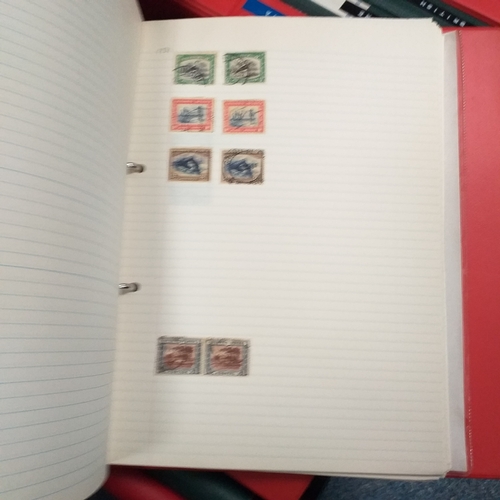 4 - Box containing 15 multi-ring/4 ring binder housing colections of USA (x3), France, and  aGB & Britis... 