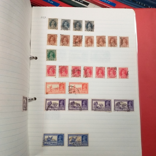 4 - Box containing 15 multi-ring/4 ring binder housing colections of USA (x3), France, and  aGB & Britis... 