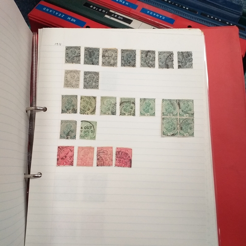 4 - Box containing 15 multi-ring/4 ring binder housing colections of USA (x3), France, and  aGB & Britis... 