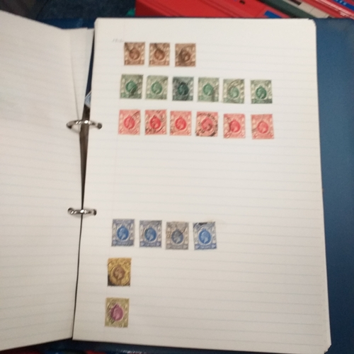 4 - Box containing 15 multi-ring/4 ring binder housing colections of USA (x3), France, and  aGB & Britis... 