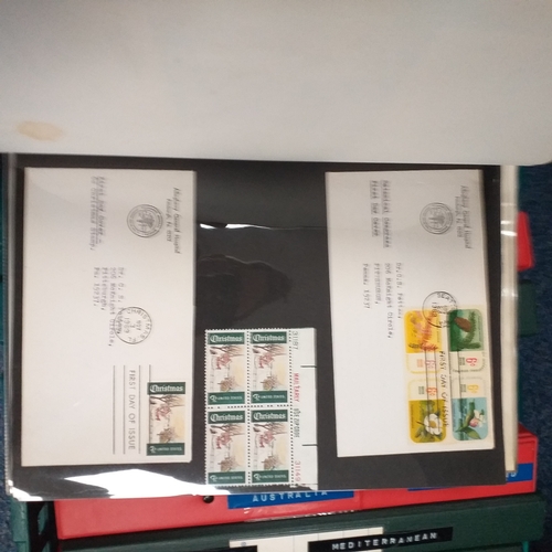 4 - Box containing 15 multi-ring/4 ring binder housing colections of USA (x3), France, and  aGB & Britis... 