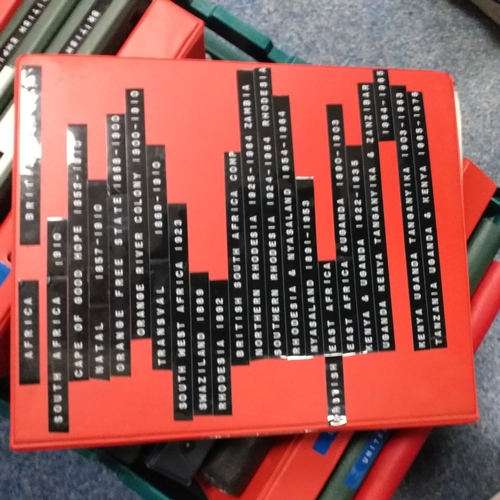 4 - Box containing 15 multi-ring/4 ring binder housing colections of USA (x3), France, and  aGB & Britis... 