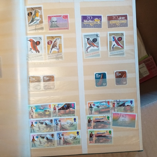 40 - Large Glory box of albums mainly collections of countries on album pages, stamps loose in packets an... 