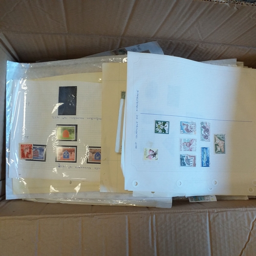 41 - Glory box with 100's of packets of stamps on album pages, wide selection viewing required.