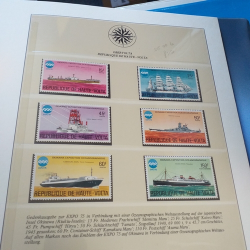 42 - Thematics - box containing 4 Lindner multi ring albums, each housing stamps depicting ships, all sta... 