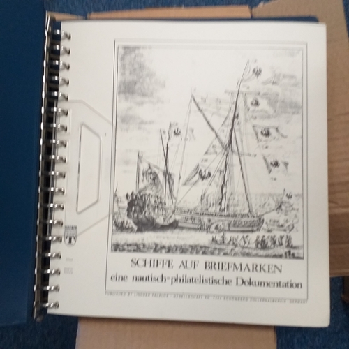 42 - Thematics - box containing 4 Lindner multi ring albums, each housing stamps depicting ships, all sta... 