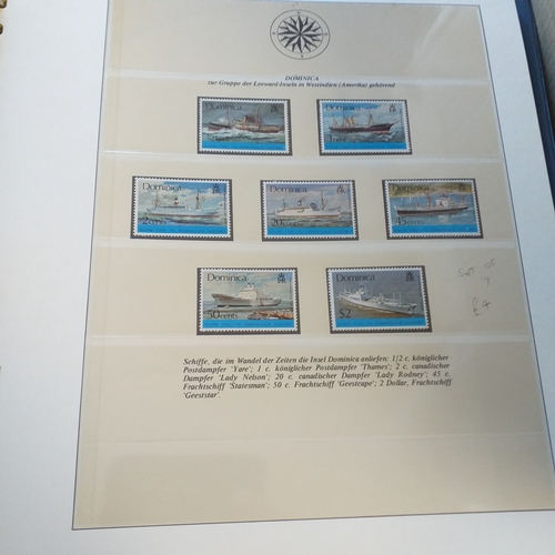 42 - Thematics - box containing 4 Lindner multi ring albums, each housing stamps depicting ships, all sta... 