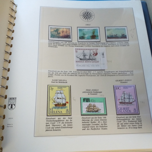 42 - Thematics - box containing 4 Lindner multi ring albums, each housing stamps depicting ships, all sta... 