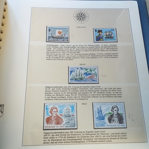 42 - Thematics - box containing 4 Lindner multi ring albums, each housing stamps depicting ships, all sta... 