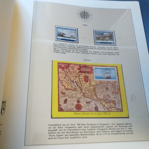 42 - Thematics - box containing 4 Lindner multi ring albums, each housing stamps depicting ships, all sta... 