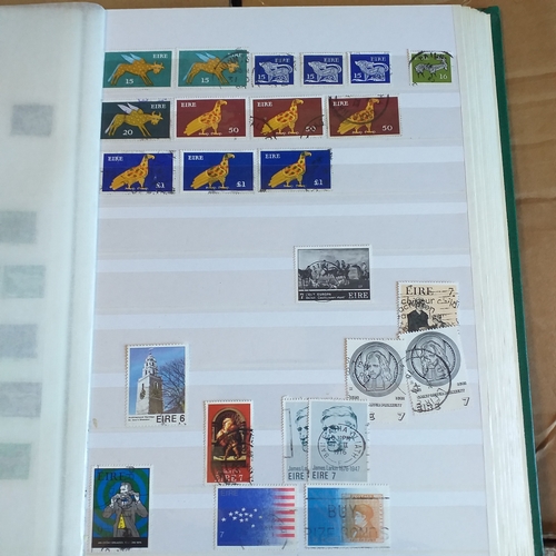 56 - Box of albums/stockbooks (Irreland in 16 pages stock book, World in 32 page stock book,, world in gr... 