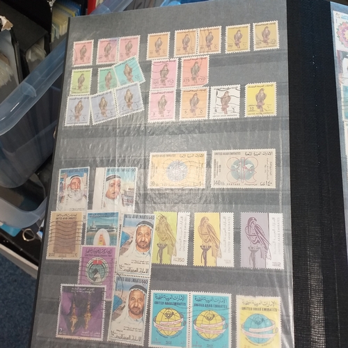 56 - Box of albums/stockbooks (Irreland in 16 pages stock book, World in 32 page stock book,, world in gr... 