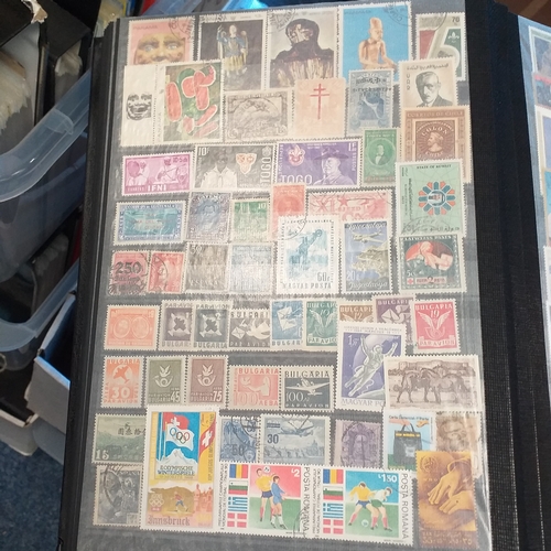 56 - Box of albums/stockbooks (Irreland in 16 pages stock book, World in 32 page stock book,, world in gr... 