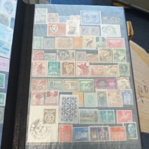 56 - Box of albums/stockbooks (Irreland in 16 pages stock book, World in 32 page stock book,, world in gr... 