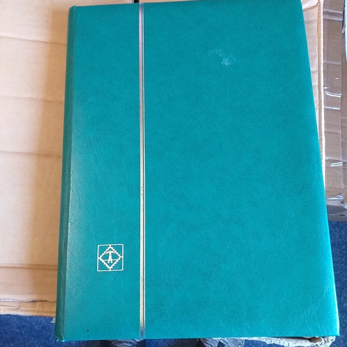 56 - Box of albums/stockbooks (Irreland in 16 pages stock book, World in 32 page stock book,, world in gr... 
