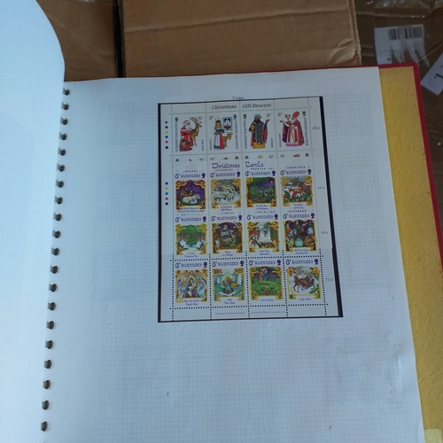 57 - Box of miscellaneous items including Royal Mail Stamp Album (circa 1940's), Whitby multi-ring album ... 