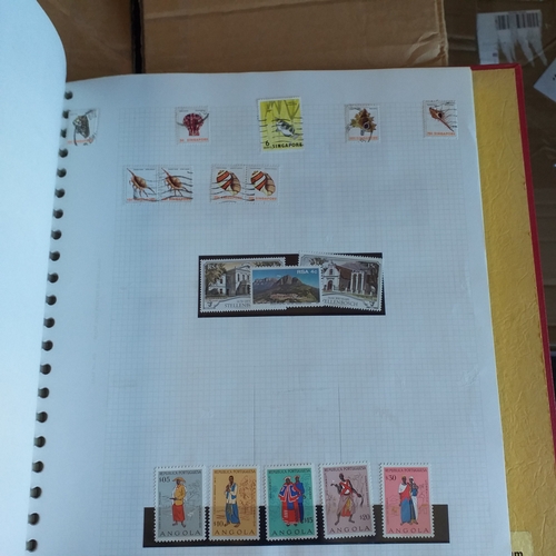 57 - Box of miscellaneous items including Royal Mail Stamp Album (circa 1940's), Whitby multi-ring album ... 