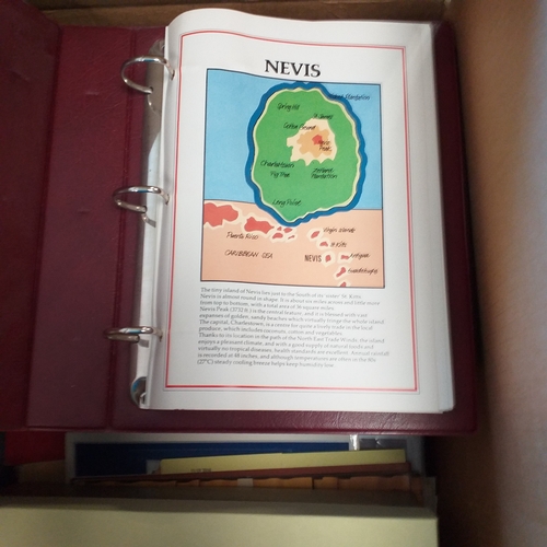 57 - Box of miscellaneous items including Royal Mail Stamp Album (circa 1940's), Whitby multi-ring album ... 