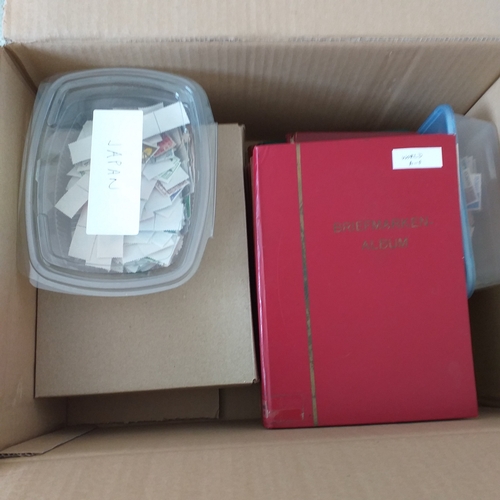 59 - Box of World (non-Commonwealth).  Sorted by country in stock books, cards and boxes.