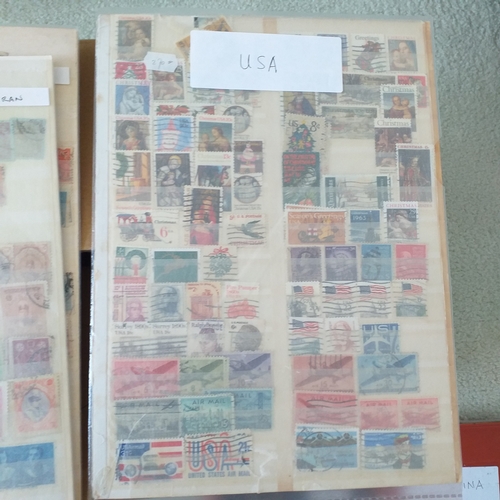 59 - Box of World (non-Commonwealth).  Sorted by country in stock books, cards and boxes.