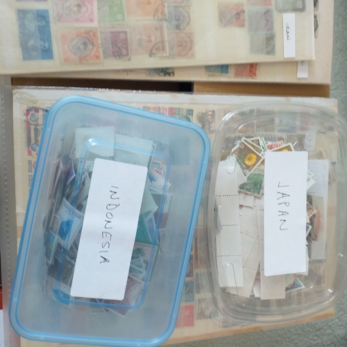 59 - Box of World (non-Commonwealth).  Sorted by country in stock books, cards and boxes.