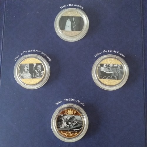 27 - The London Mint Platinum Wedding Anniversary Commemorative Coin set - 8 x Gibraltar Crowns (7 x gold... 