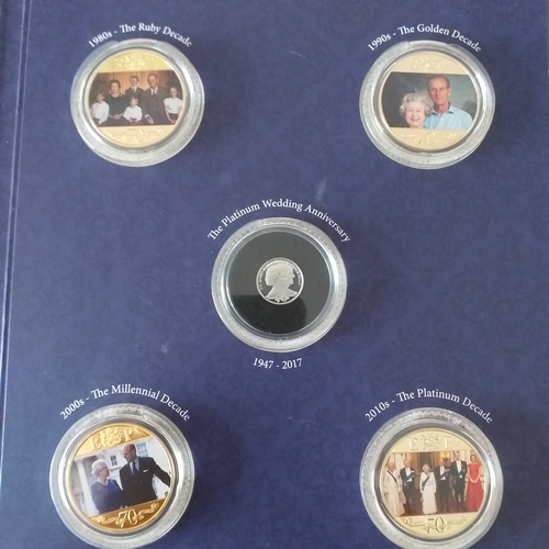 27 - The London Mint Platinum Wedding Anniversary Commemorative Coin set - 8 x Gibraltar Crowns (7 x gold... 