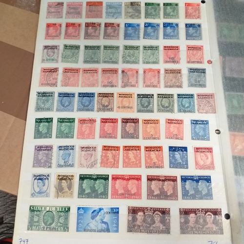 125 - British PO's small selection on 3 double sided stock cards, includes British Levant, Morocco agencie... 